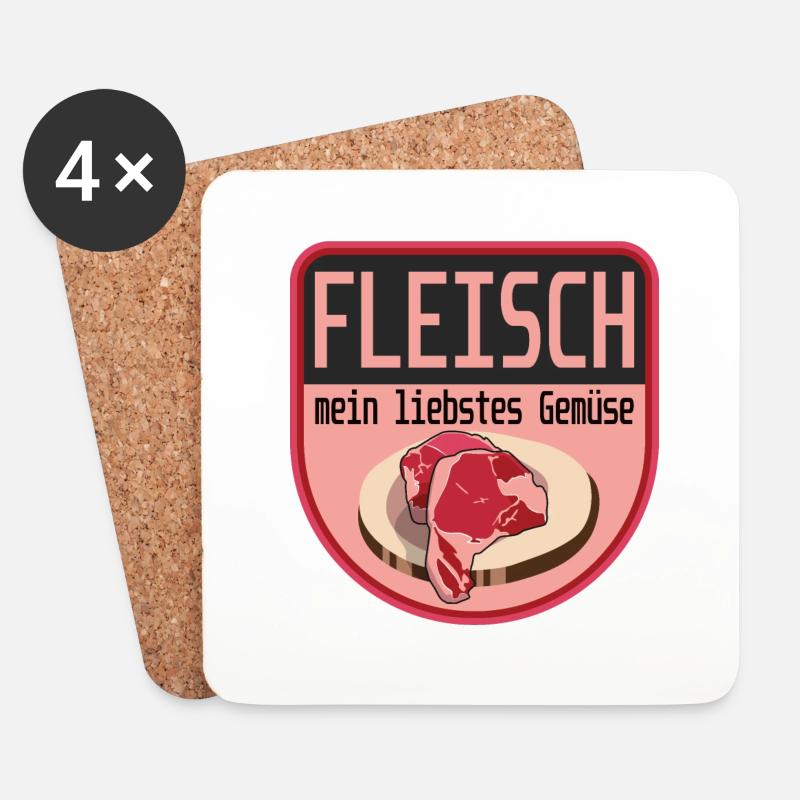 Fleisch mein liebstes Gemüse - Untersetzer (4er-Set) - Weiß