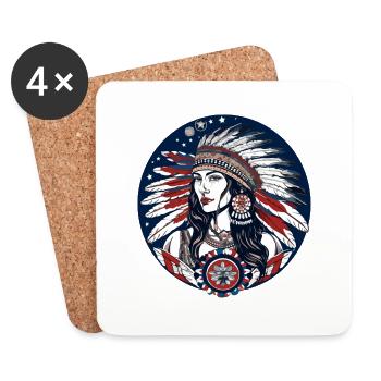 Amerikanische Folklore - Untersetzer (4er-Set) - Weiß - Vorne