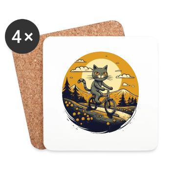 Motard Meowtain - Dessous de verre (lot de 4) - blanc - Devant