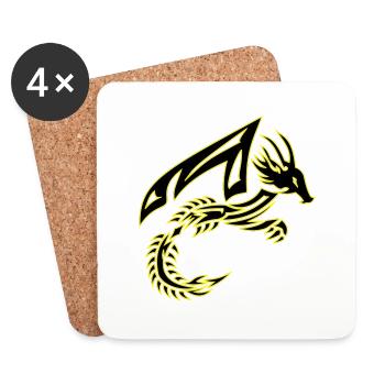 Tribal Black and Yellow Dragon - Coasters (set of 4) - white - Front