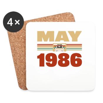 37. Geburtstag Mai Jahrgang 1986 Geschenkidee - Untersetzer (4er-Set) - Weiß - Vorne