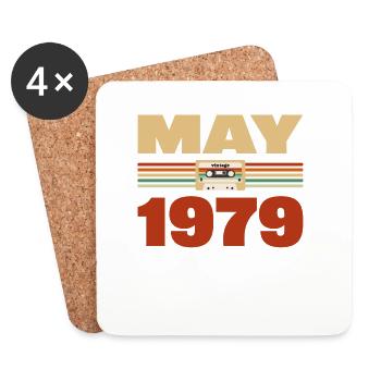 44e anniversaire mai millésime 1979 Idée cadeau - Dessous de verre (lot de 4) - blanc - Devant