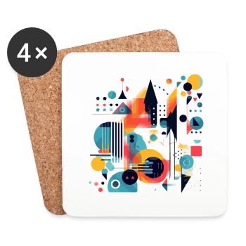 Abstraktes geometrisches Design - Untersetzer (4er-Set) - Weiß - Vorne