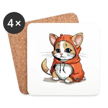 Wook le chat - Dessous de verre (lot de 4) - blanc - Devant