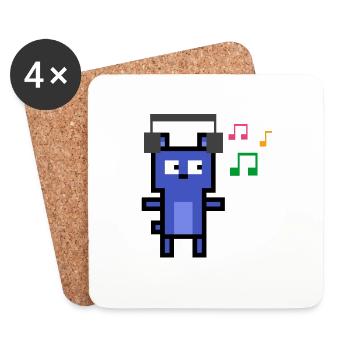 Bluebear listens to music - Coasters (set of 4) - white - Front