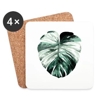 Monstera albo variegata in Petrol - Untersetzer (4er-Set) - Weiß - Vorne