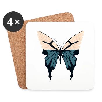 Minimalistischer Schmetterling Einfacher Schmetterling Minimalistisch - Untersetzer (4er-Set) - Weiß - Vorne