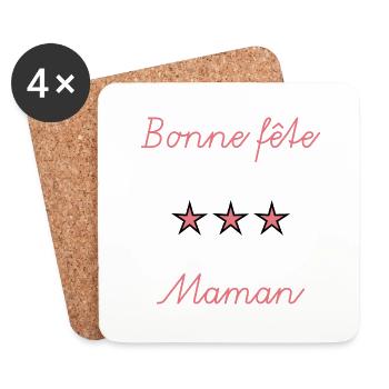 MAMAN. FÊTE DES MÈRES. BONNE FÊTE MAMAN - Dessous de verre (lot de 4) - blanc - Devant