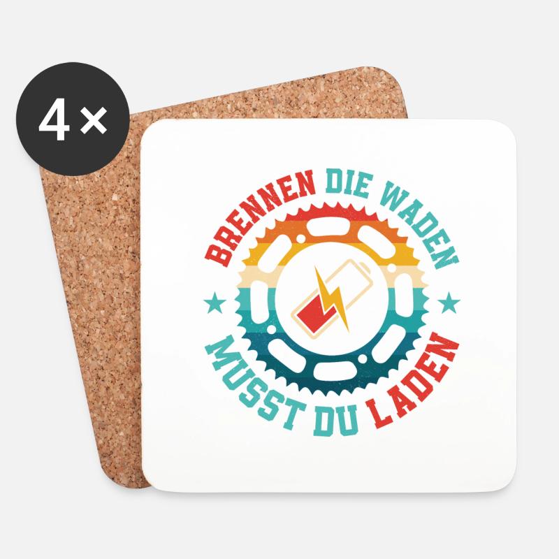Brennen die Waden musst du laden Elektrofahrrad E- - Untersetzer (4er-Set) - Weiß