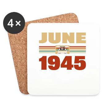 78th Birthday June Vintage 1945 Gift Idea - Coasters (set of 4) - white - Front
