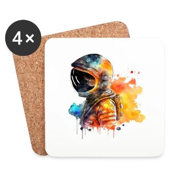 Aquarelles de portrait d’astronaute - Dessous de verre (lot de 4) - blanc - Devant
