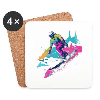 David skiing - Coasters (set of 4) - white - Front