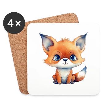 Fuchs Kulleraugen Aquarell Waldtier - Untersetzer (4er-Set) - Weiß - Vorne