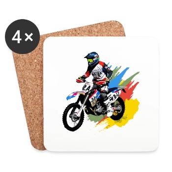 Motocross Andrea - Untersetzer (4er-Set) - Weiß - Vorne