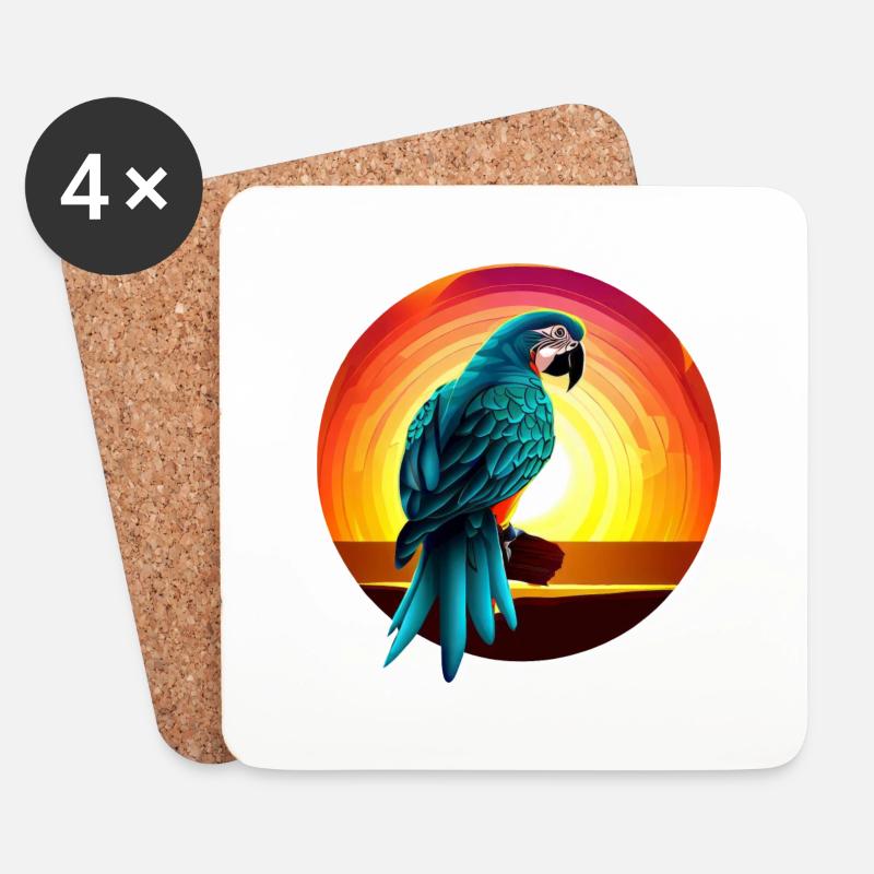 Papagei Sunset - Untersetzer (4er-Set) - Weiß