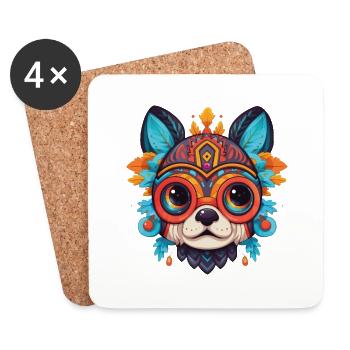 Colorful Furry French Bulldog - Dessous de verre (lot de 4) - blanc - Devant