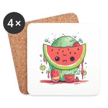 Wassermelone kawaii ella - Untersetzer (4er-Set) - Weiß - Vorne