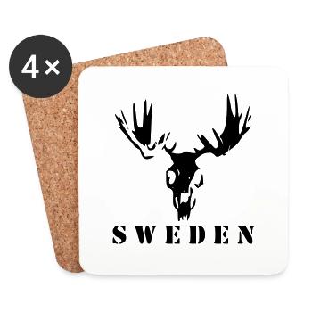 Moose Skull Sweden - Coasters (set of 4) - white - Front