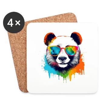 Cooli der Panda mit Brille - Untersetzer (4er-Set) - Weiß - Vorne