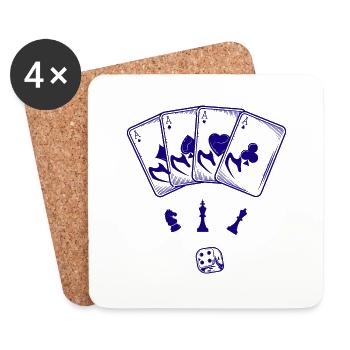 boardgame chess backgammon game night - Untersetzer (4er-Set) - Weiß - Vorne