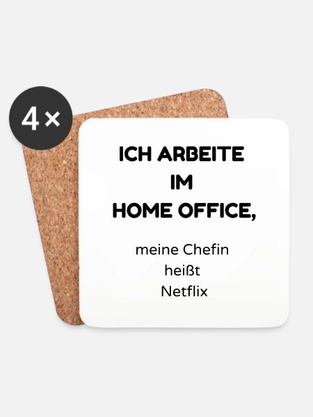 Home Office - Untersetzer (4er-Set) - Weiß