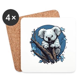 Koala mignon - Dessous de verre (lot de 4) - blanc - Devant