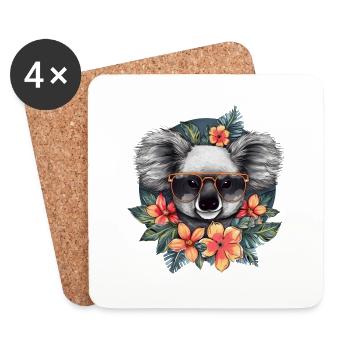 Koala mignon - Dessous de verre (lot de 4) - blanc - Devant