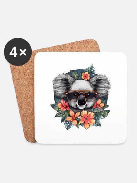 Süßer Koala - Untersetzer (4er-Set) - Weiß