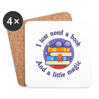 I just need a book and a little magic. Wizard - Coasters (set of 4) - white - Front