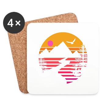 Mountains Outdoor Retro - Coasters (set of 4) - white - Front