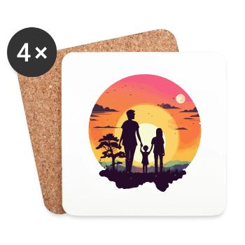 Maman et coucher de soleil - Dessous de verre (lot de 4) - blanc - Devant
