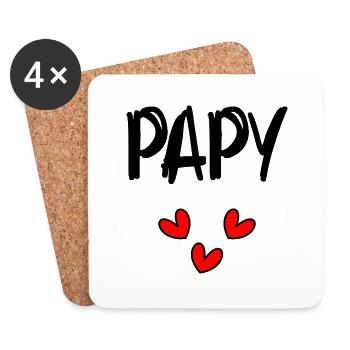 PAPY. BONNE FÊTE PAPA. PAPA. FÊTE DES PÈRES. FÊTE - Dessous de verre (lot de 4) - blanc - Devant