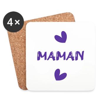 BONNE FÊTE MAMAN. MAMAN. FÊTE DES MÈRES. FÊTE - Dessous de verre (lot de 4) - blanc - Devant