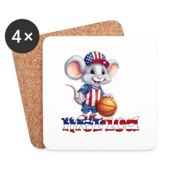 Merica Independence Day 4th of Juillet Baseball Mouse - Dessous de verre (lot de 4) - blanc - Devant