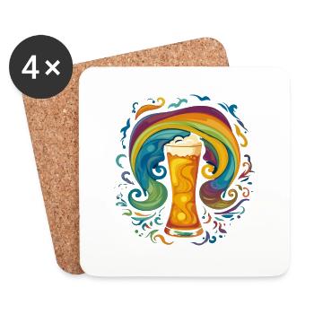 Cool colorful beer motif - Coasters (set of 4) - white - Front