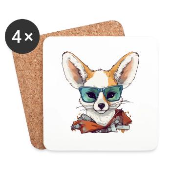 Romi le fennec - Dessous de verre (lot de 4) - blanc - Devant