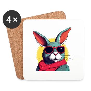 Krok le lapin - Dessous de verre (lot de 4) - blanc - Devant