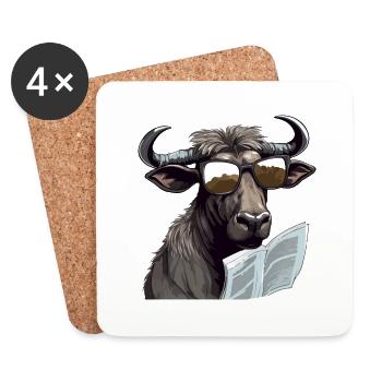 Buchen Sie den Bison - Untersetzer (4er-Set) - Weiß - Vorne