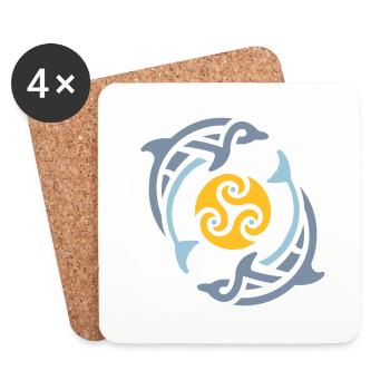 Dauphins tribaux - Dessous de verre (lot de 4) - blanc - Devant
