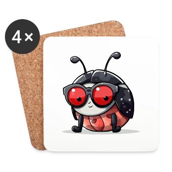 Aki coccinelle - Dessous de verre (lot de 4) - blanc - Devant