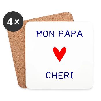 FÊTE DES PÈRES. BONNE FÊTE PAPA. PAPA. BONNE FÊTE - Dessous de verre (lot de 4) - blanc - Devant