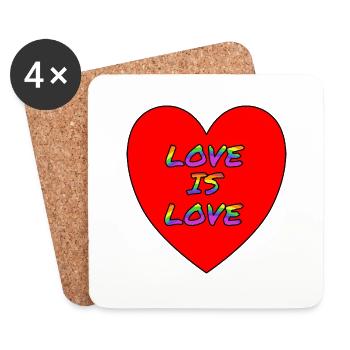 Love is Love im Herzen - Untersetzer (4er-Set) - Weiß - Vorne