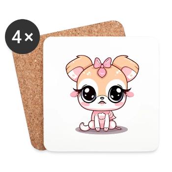 Nalla la petite chienne triste - Dessous de verre (lot de 4) - blanc - Devant