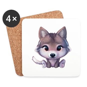 Kleiner wolf - Untersetzer (4er-Set) - Weiß - Vorne