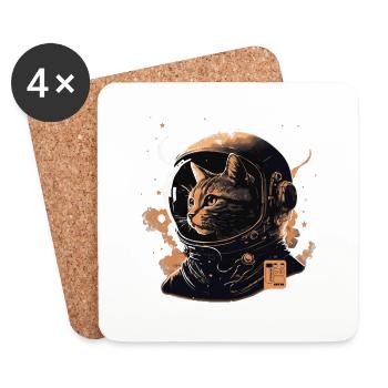 spacecat beige vector - Untersetzer (4er-Set) - Weiß - Vorne