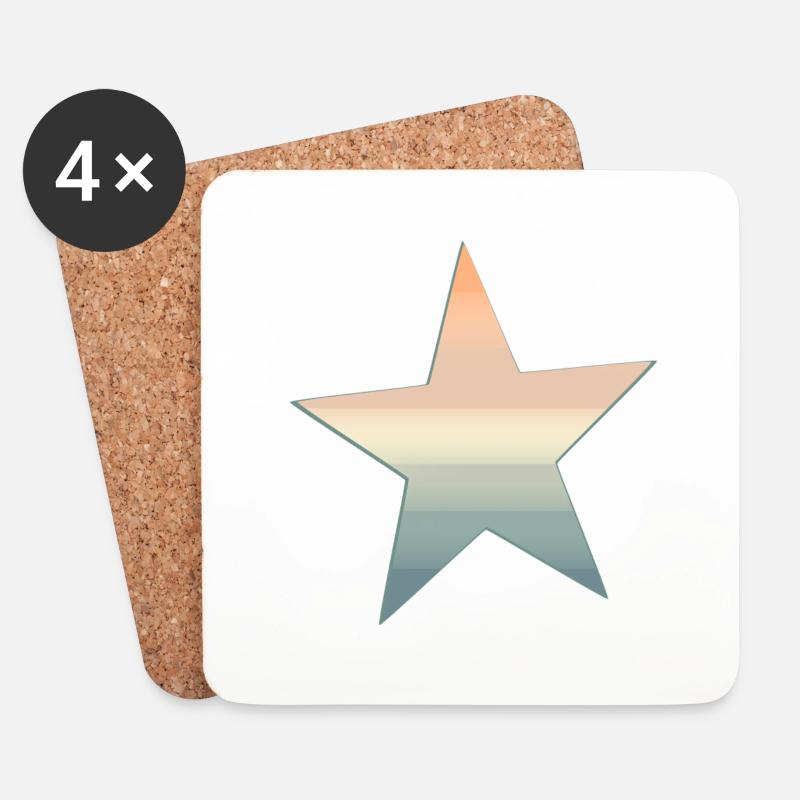 Colored star - Coasters (set of 4) - white