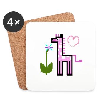 GiraffePink - Coasters (set of 4) - white - Front