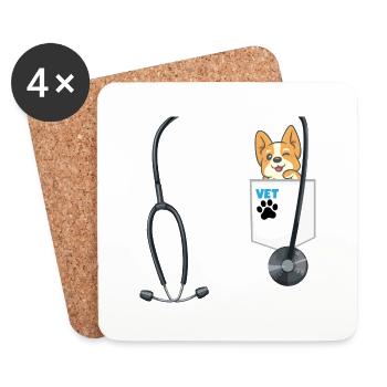 School Career Day Outfit Veterinarian Costume - Coasters (set of 4) - white - Front
