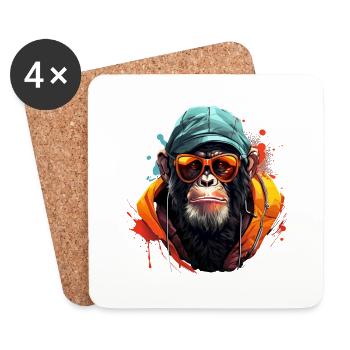 Cool chimp streetwear outfit urban style - Coasters (set of 4) - white - Front