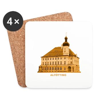 Altötting Rathaus Oberbayern Bayern - Untersetzer (4er-Set) - Weiß - Vorne